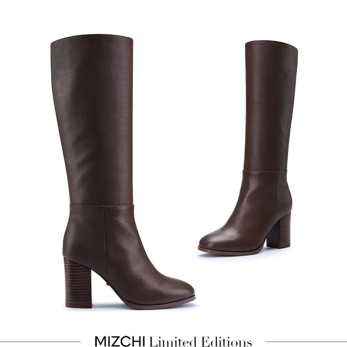 EVIE - brown leather knee boots