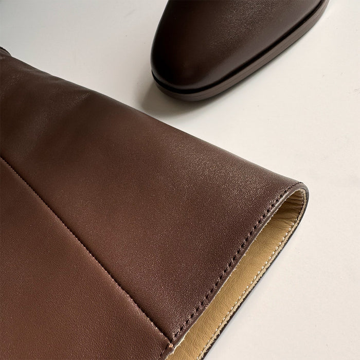 EVIE - brown leather knee boots