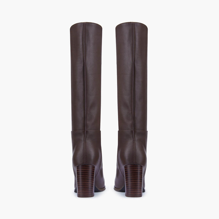 EVIE - brown leather knee boots