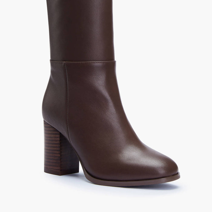 EVIE - brown leather knee boots