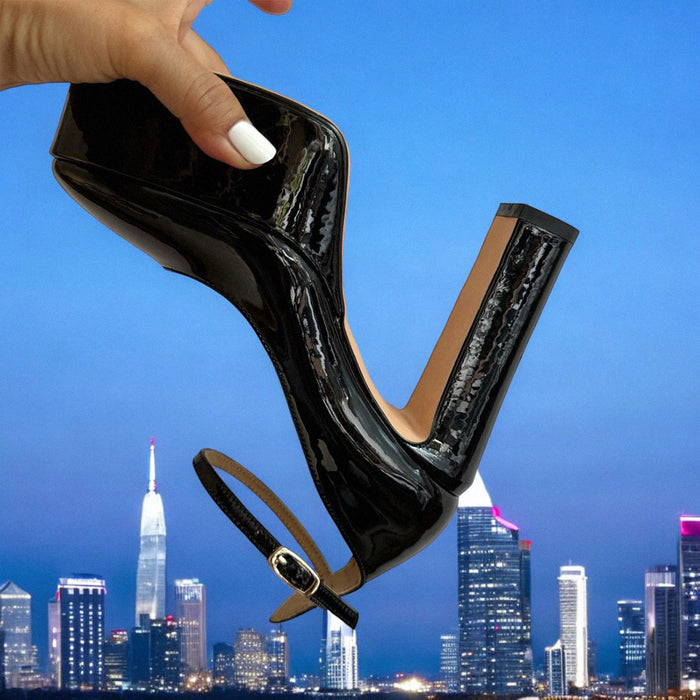 FABB - black patent high platform
