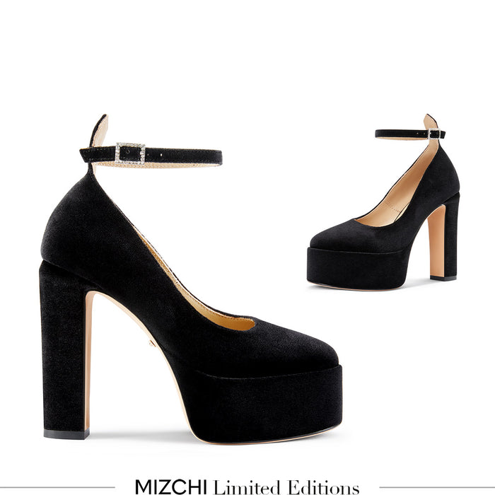 FABB - black velvet high platform