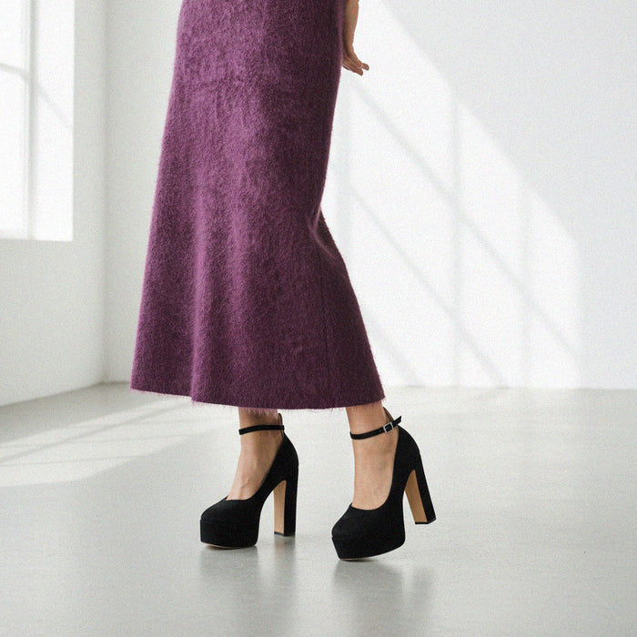 FABB - black velvet high platform