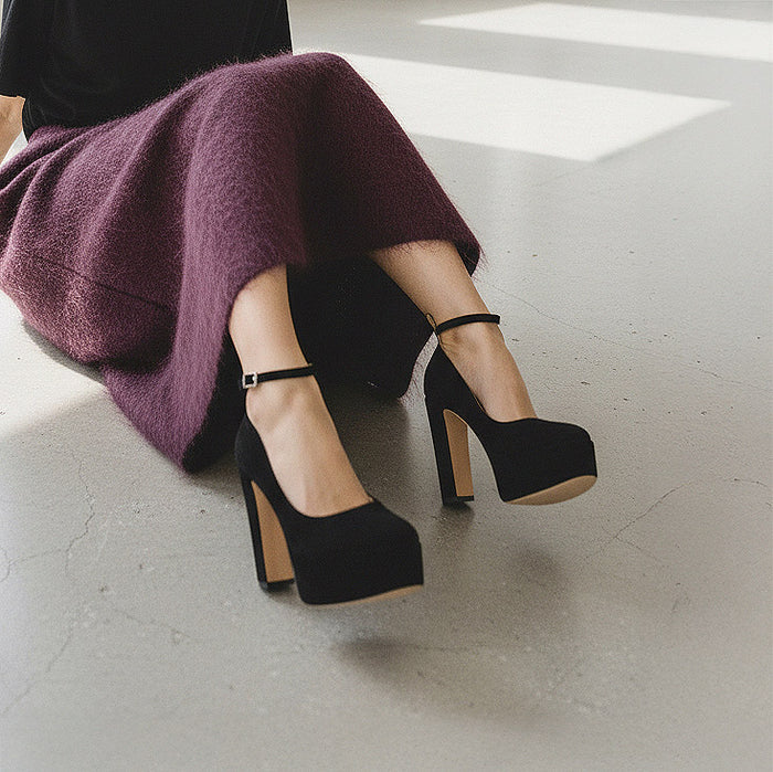 FABB - black velvet high platform