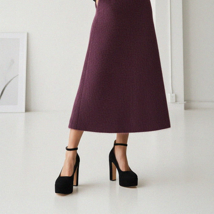 FABB - black velvet high platform