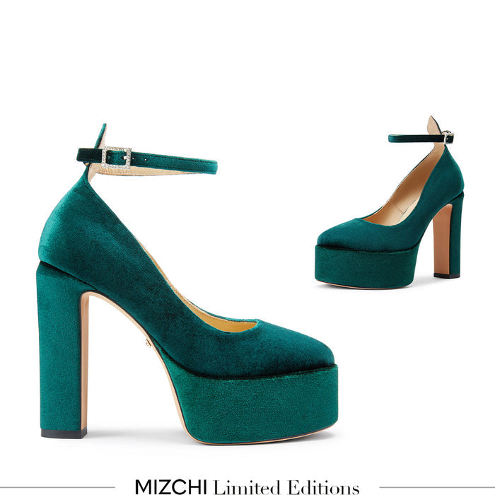FABB - green velvet high platform