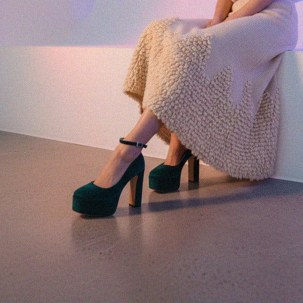 FABB - green velvet high platform