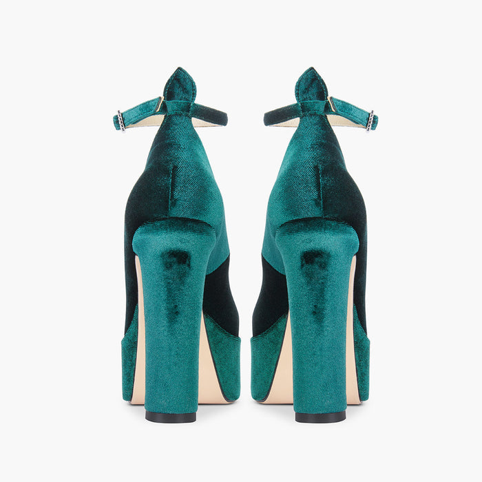 FABB - green velvet high platform