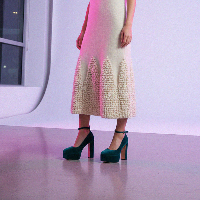 FABB - green velvet high platform
