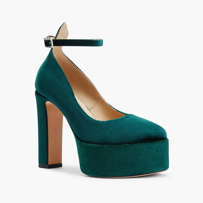FABB - green velvet high platform