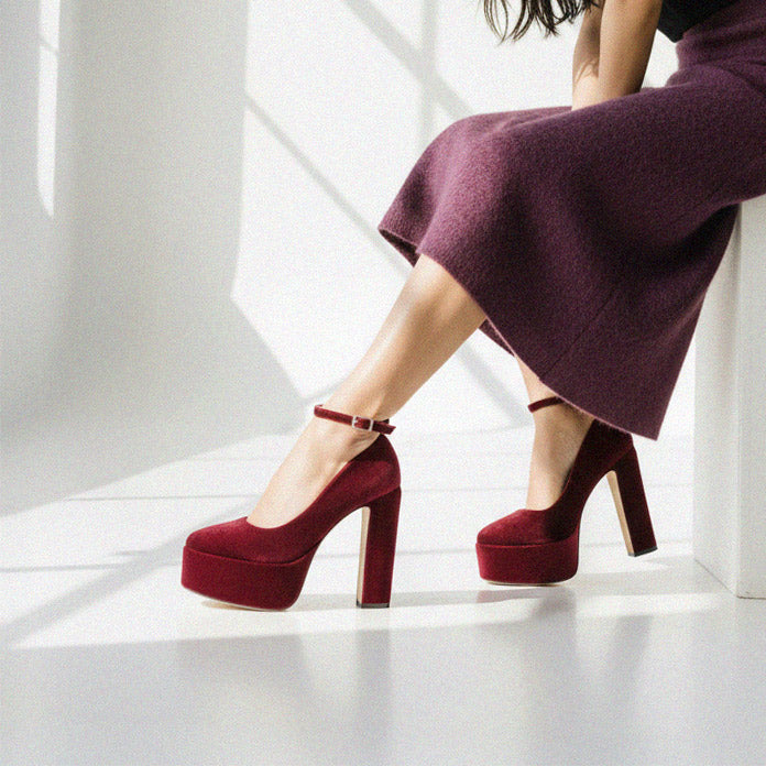 FABB - wine velvet high platform