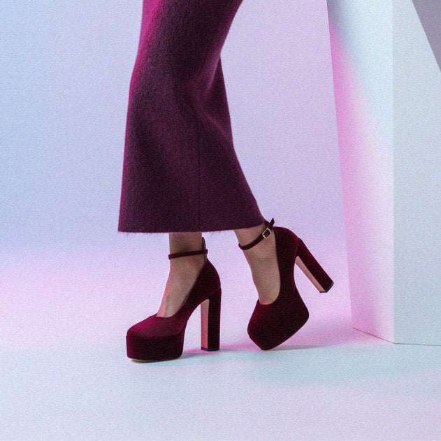 FABB - wine velvet high platform