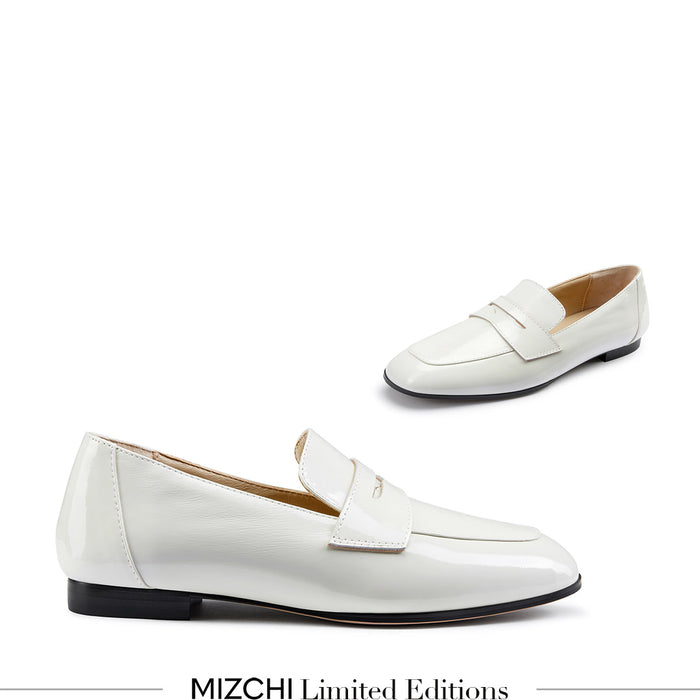 Farrah White - Leather Loafers