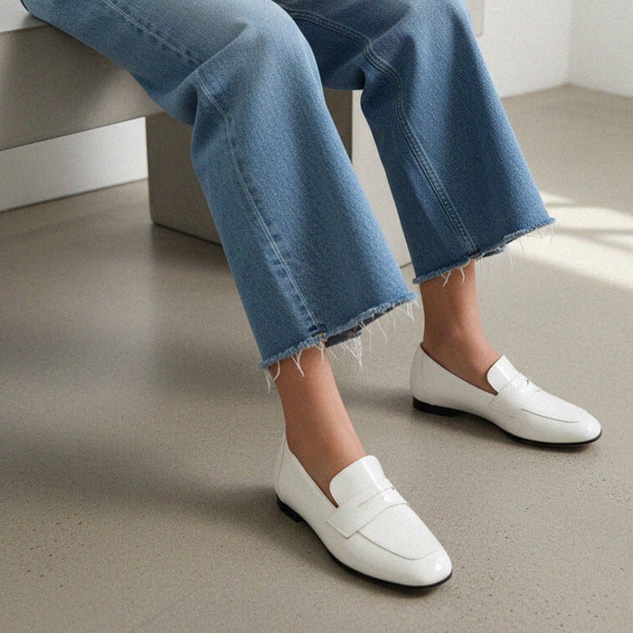Farrah White - Leather Loafers