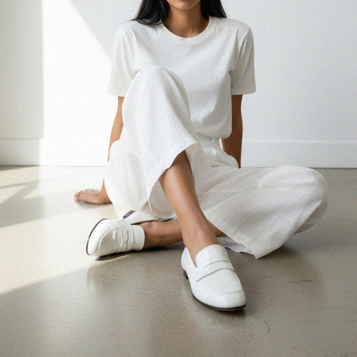 Farrah White - Leather Loafers
