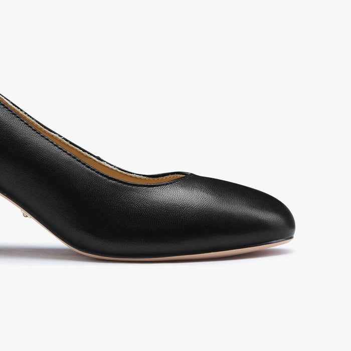 FIONA - black leather chunky heel pump