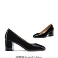 FIONA - black patent chunky heel pump*