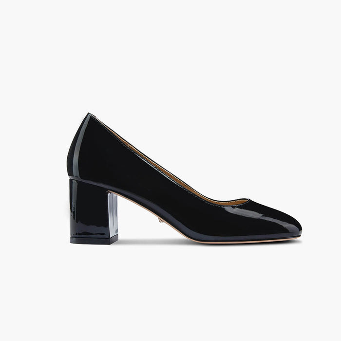 FIONA - black patent chunky heel pump*