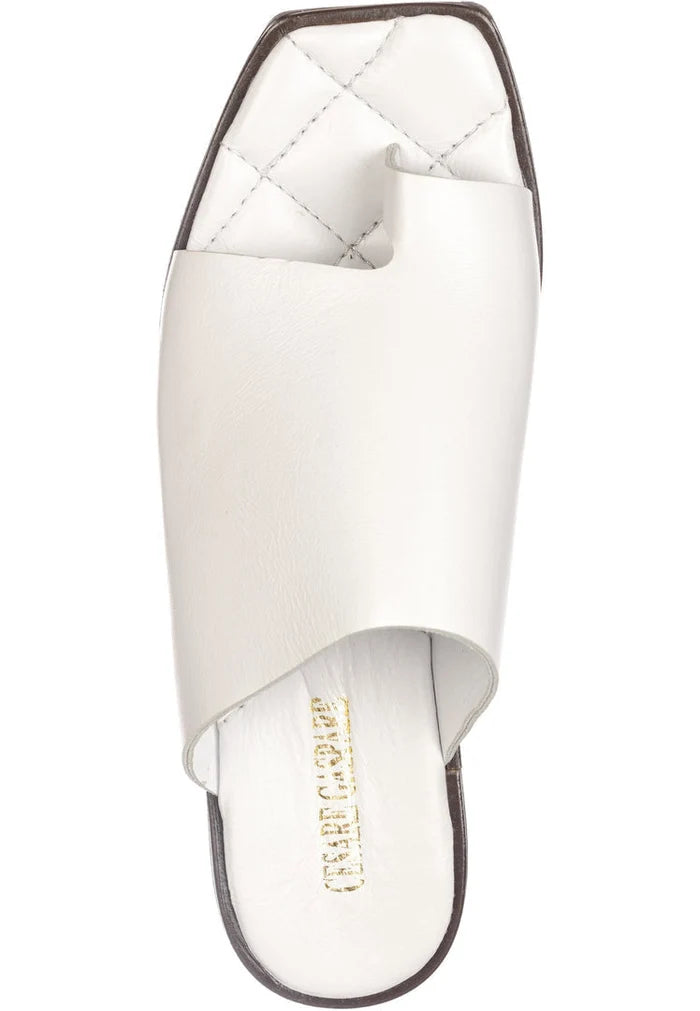 A stylish pair of comfortable and minimalist one toe sandals with a flat sole and toe loop design.