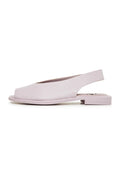 A pair of stylish violet flat sole women's sandals, perfect for summer and beach wear.