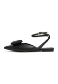A stylish and comfortable pair of Gabriela black slingback ballerina shoes with a flat sole for women.
