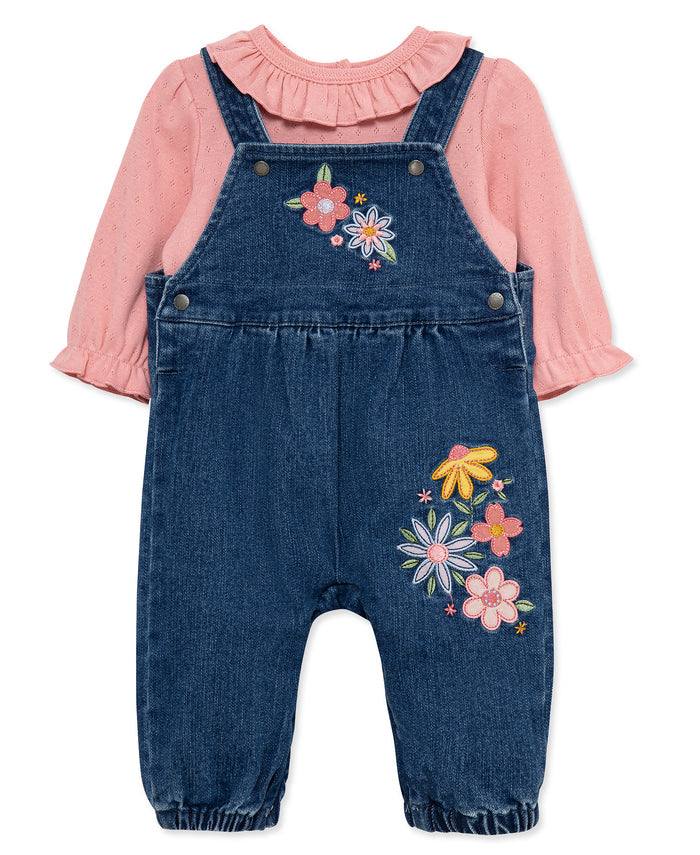 Flowers Woven Overall Set (3M-12M) - Little Me