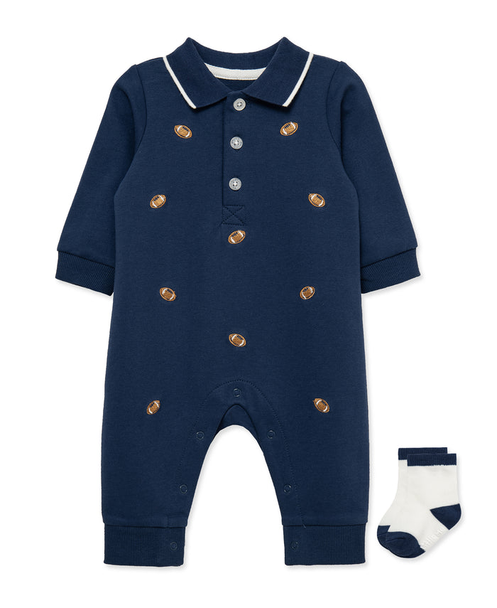 Football Coverall & Socks (3M-12M) - Little Me