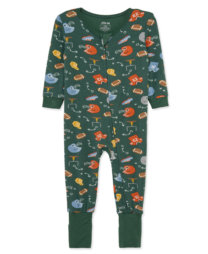 Football Non-Slip Convertible Footie Pajama (12M-24M) - Little Me