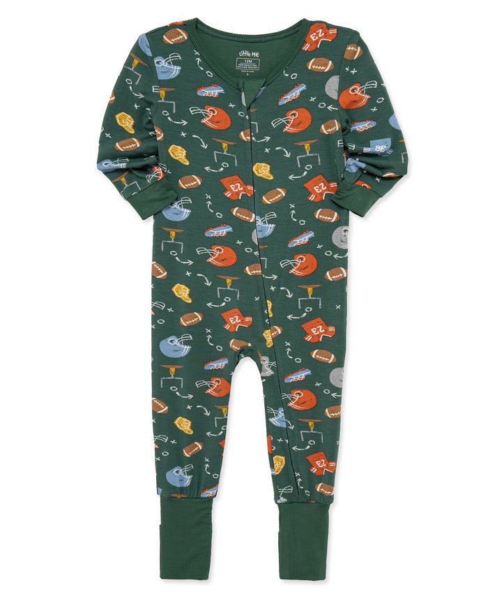 Football Non-Slip Convertible Footie Pajama (12M-24M) - Little Me