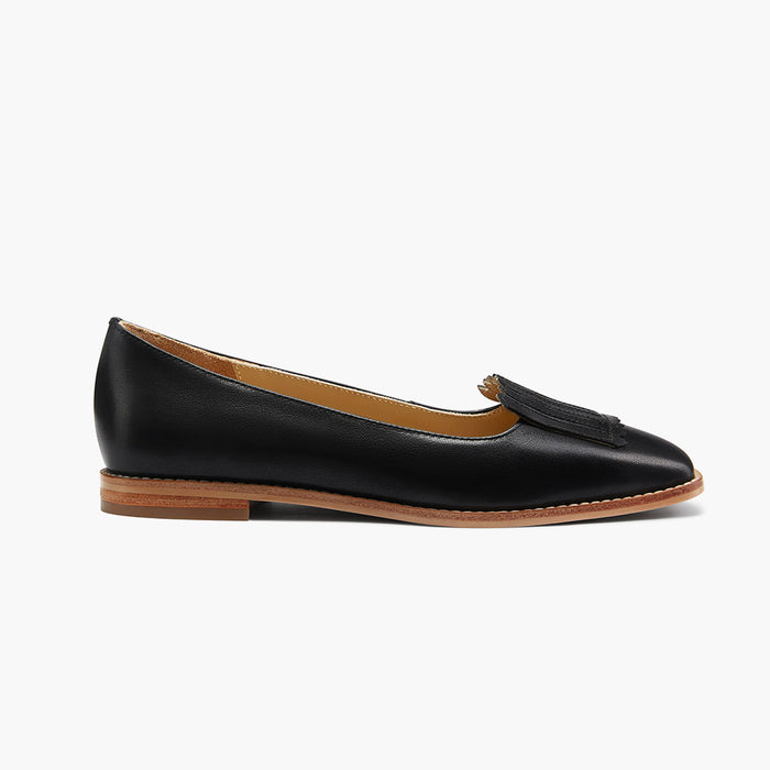 Freshfields Black - Leather Flats