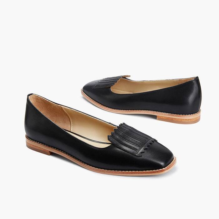 Freshfields Black - Leather Flats
