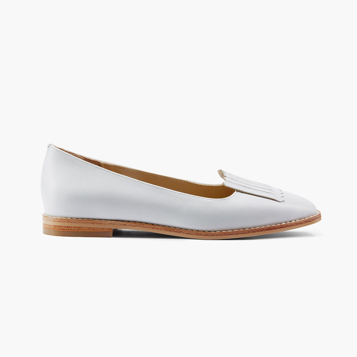 Freshfields White - Leather Flats