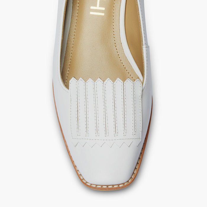 Freshfields White - Leather Flats