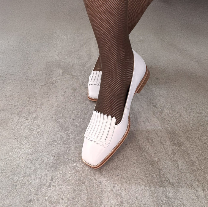 Freshfields White - Leather Flats