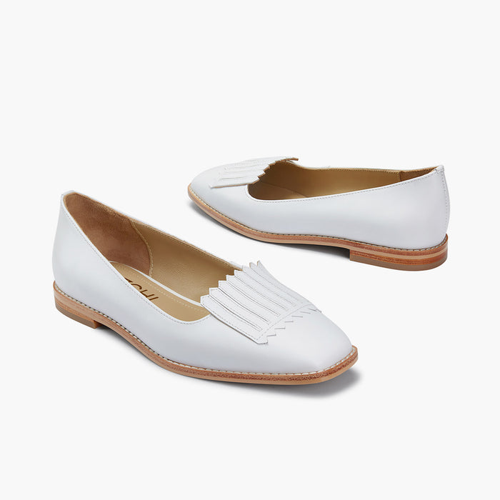 Freshfields White - Leather Flats