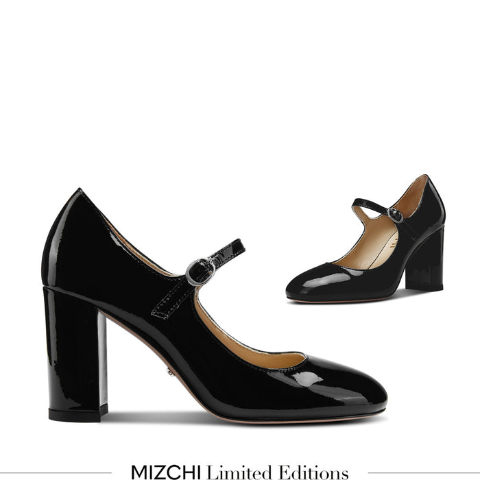 GAYLE - black patent mary jane pumps