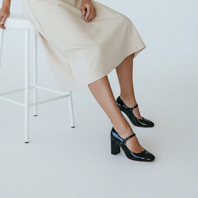 GAYLE - black patent mary jane pumps