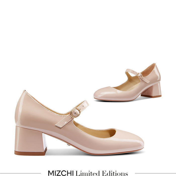 GAYLE 45 - beige patent MJ pump