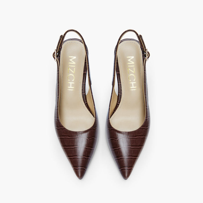 *GISELLE BROWN CROC - animal print slingback