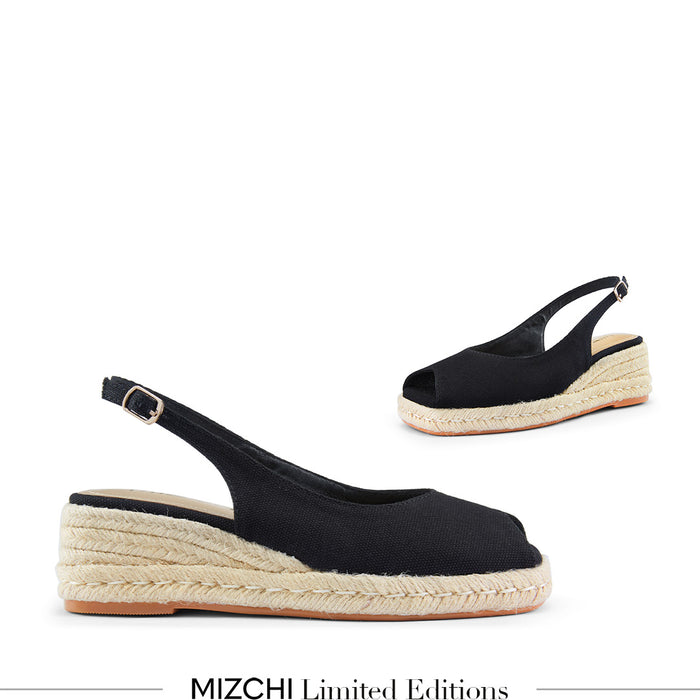 Giulia - Black Slingback espadrilles