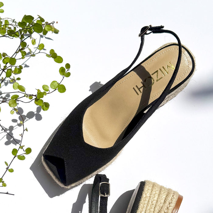 Giulia - Black Slingback espadrilles