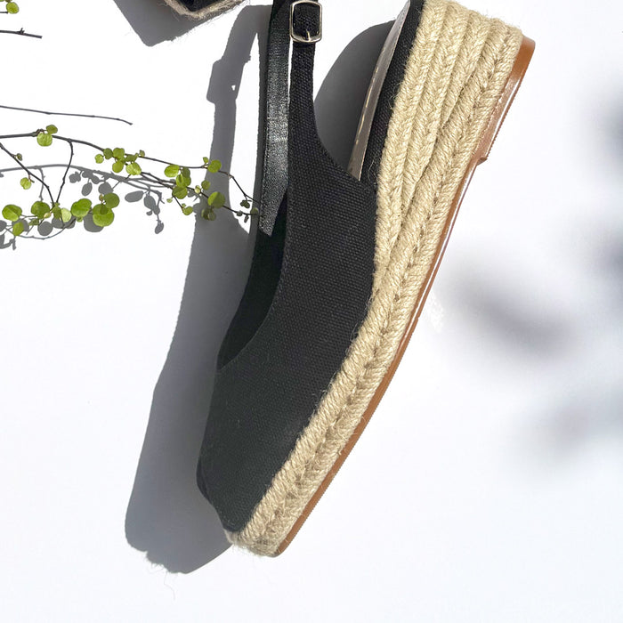 Giulia - Black Slingback espadrilles