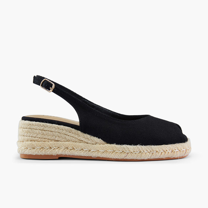 Giulia - Black Slingback espadrilles