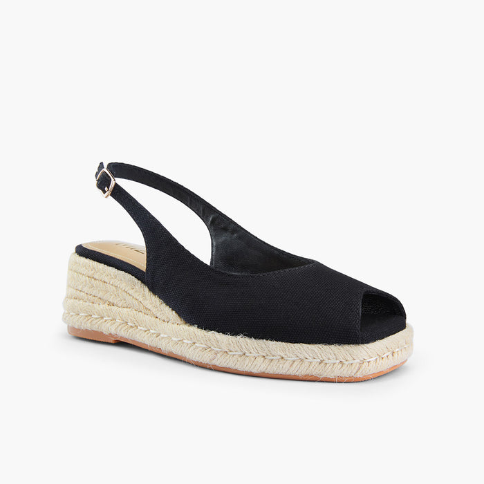 Giulia - Black Slingback espadrilles