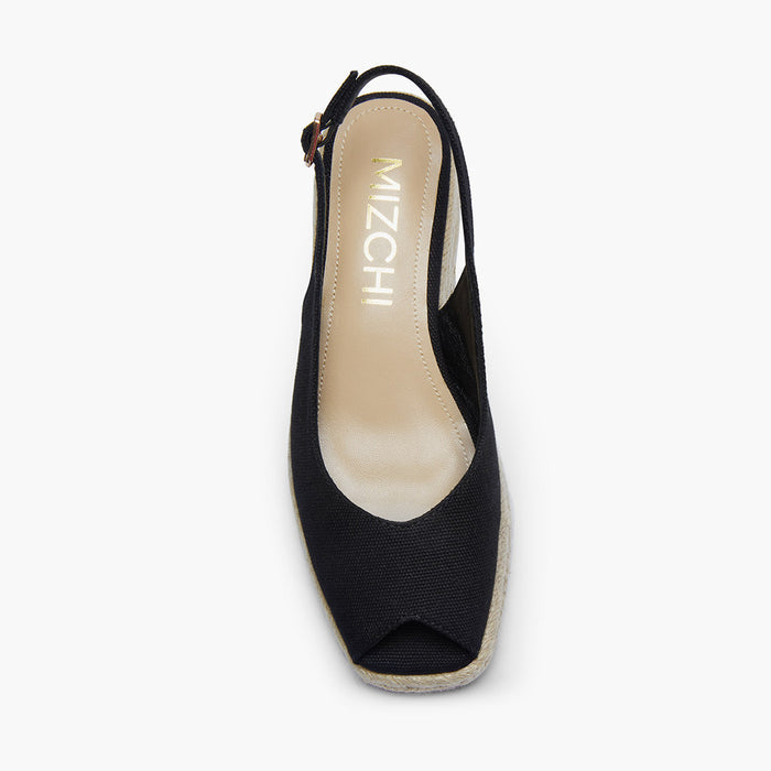 Giulia - Black Slingback espadrilles