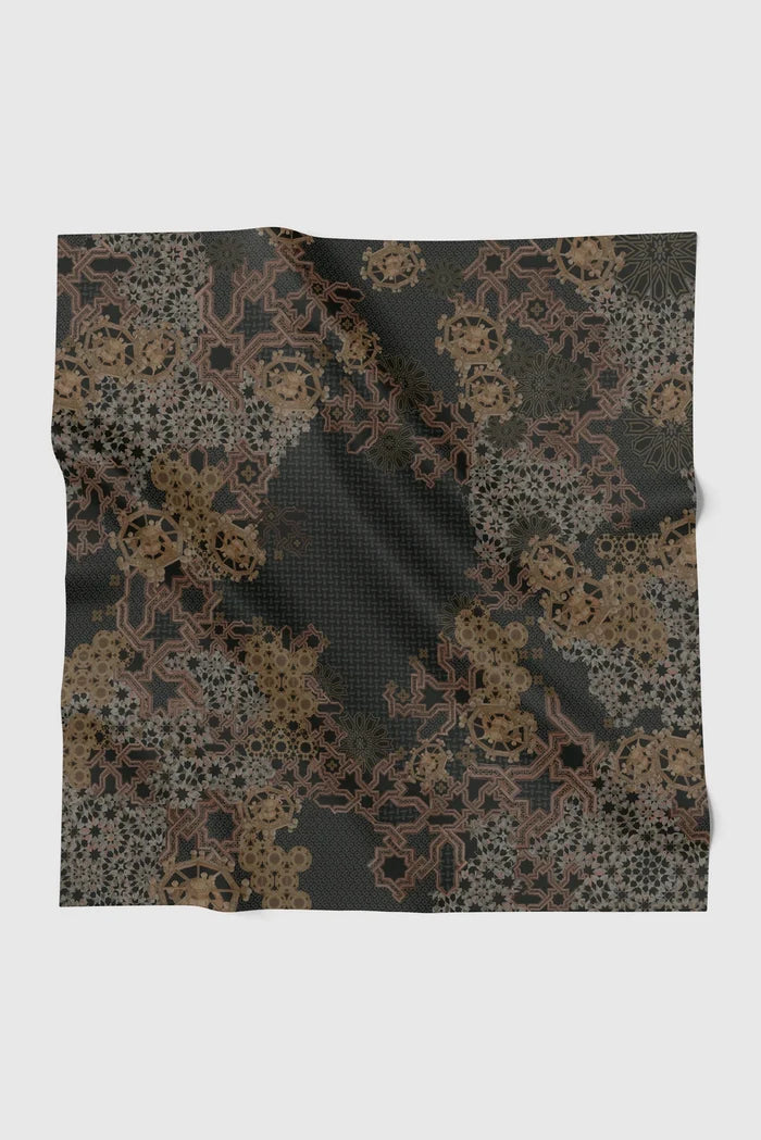 haramain 2 printed square scarf in dates by buttonscarves