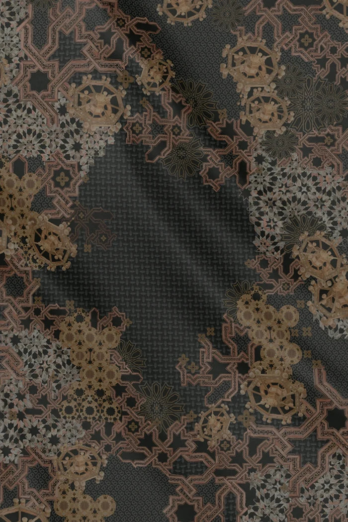 haramain 2 printed square scarf in dates by buttonscarves motifs detail