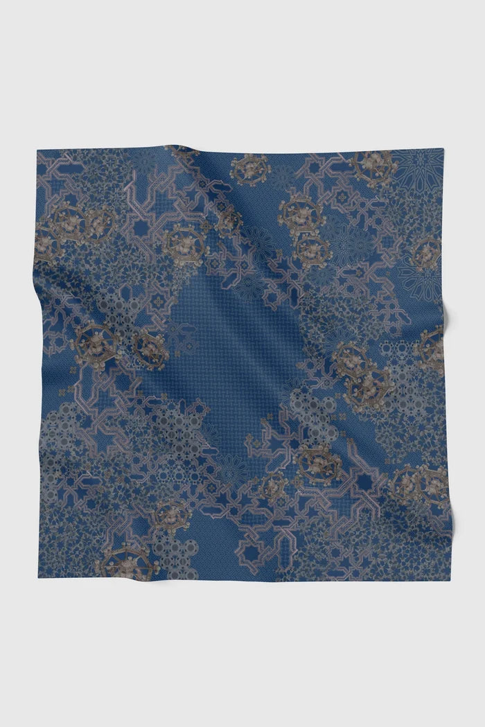 haramain 2 printed square scarf in dawn by buttonscarves