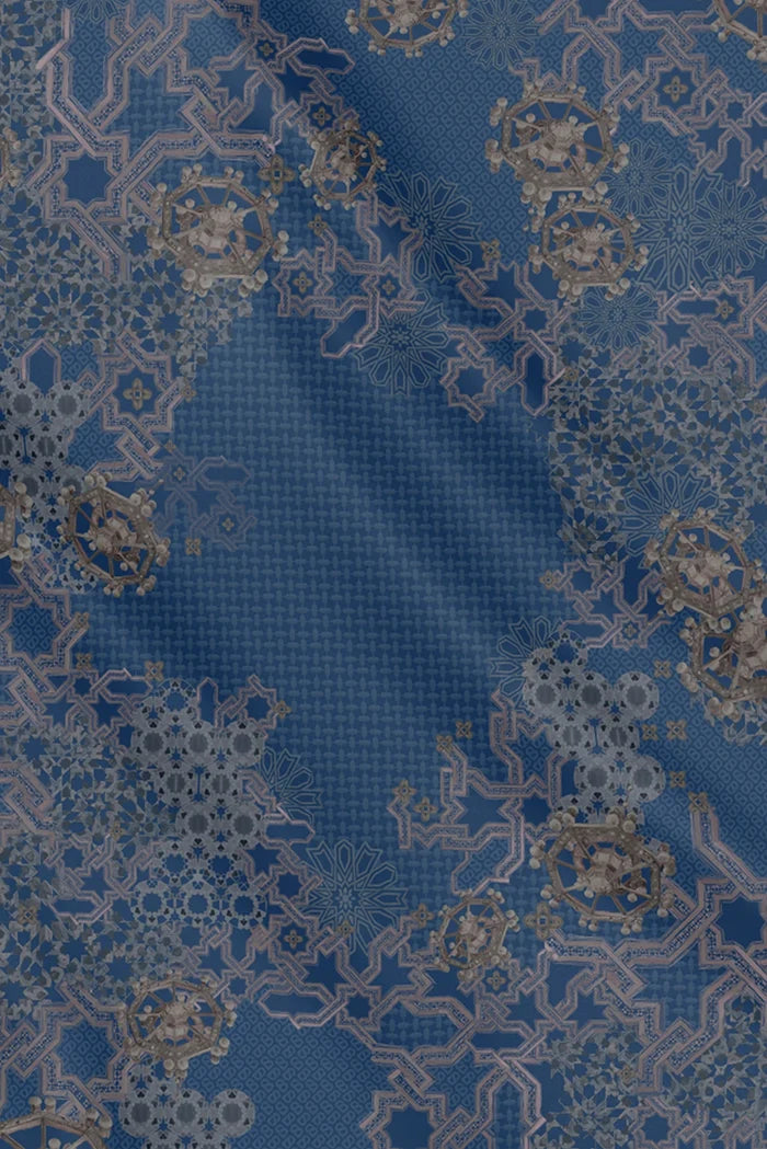 haramain 2 printed square scarf in dawn by buttonscarves motifs detail