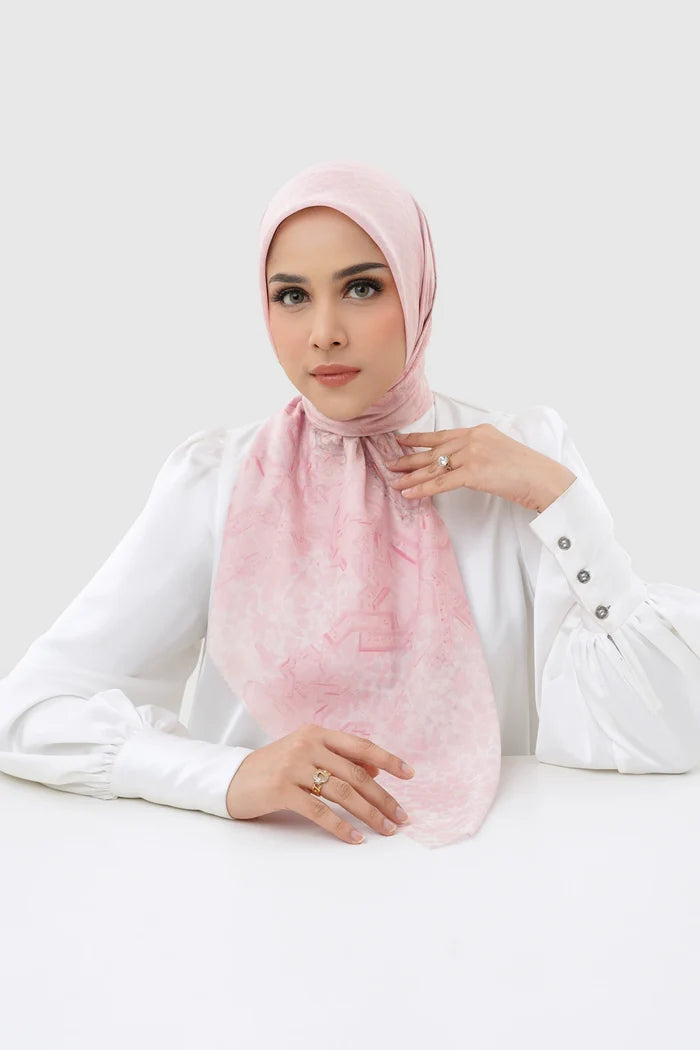 haramain 2 printed square scarf in dusk by buttonscarves front view